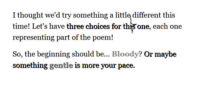 a screenshot from The Poetry Machine, in which the text is glitching and corrupted