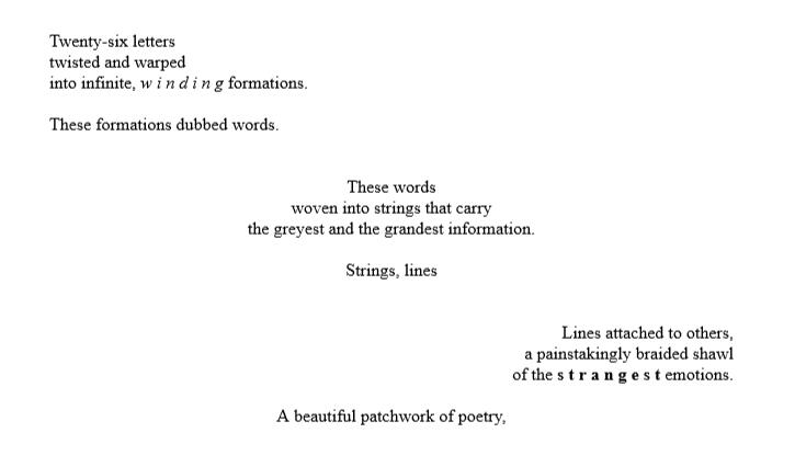 an screenshot of the first poem from 'Windows'